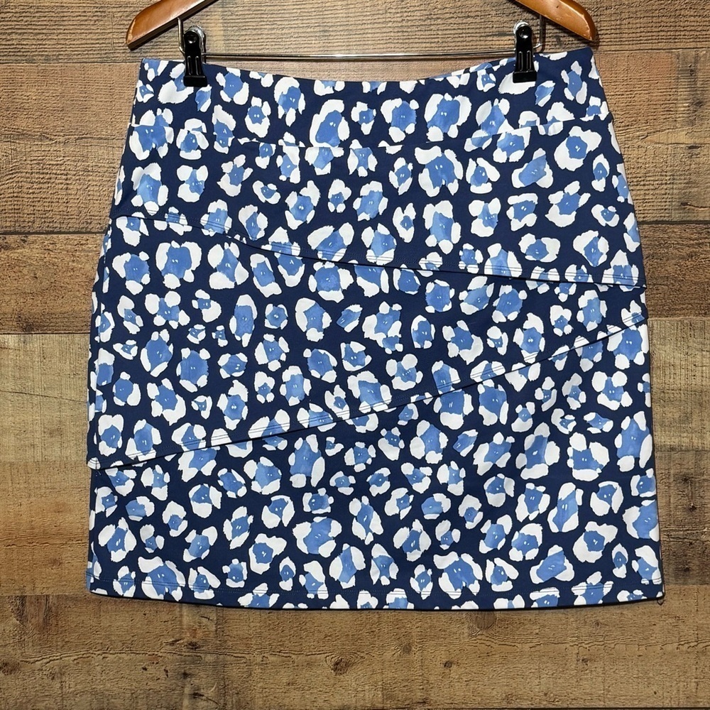 J. McLaughlin Nicola Skirt Blue Animal Print size XL Catalina Cloth